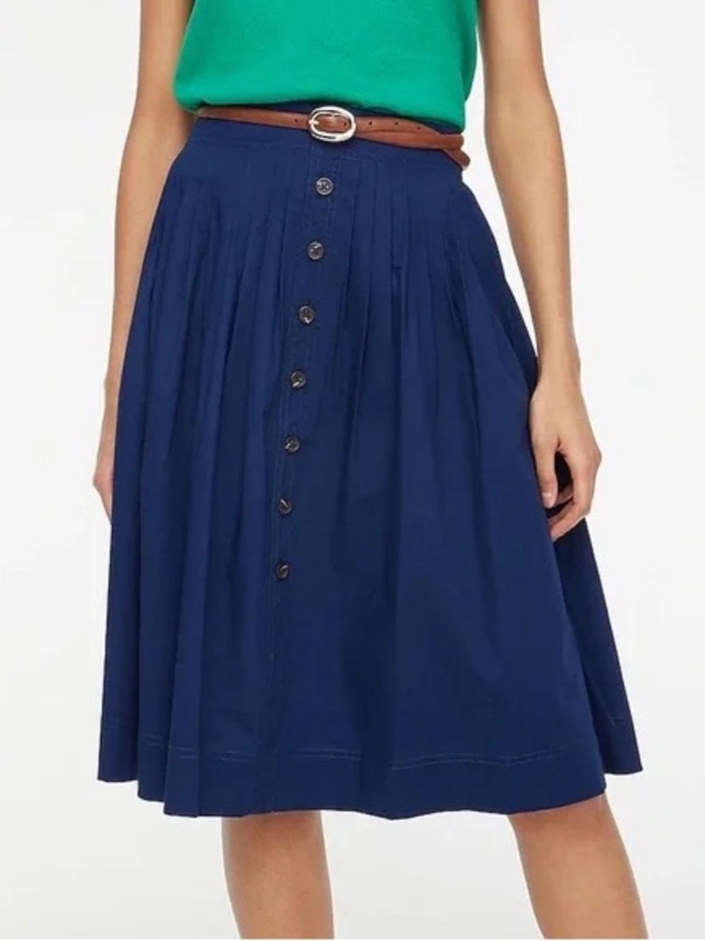 J. Crew Navy Button-Front Circle Skirt See Sescription